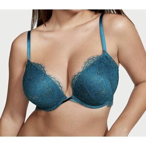 Victoria's Secret Bombshell Push-up Bra Blue Sapphire Shimmer Lace, 36B (B4)